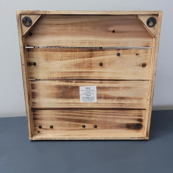 Rustic Wooden Wall Organizer with Black Accents - Picture 2 of 4